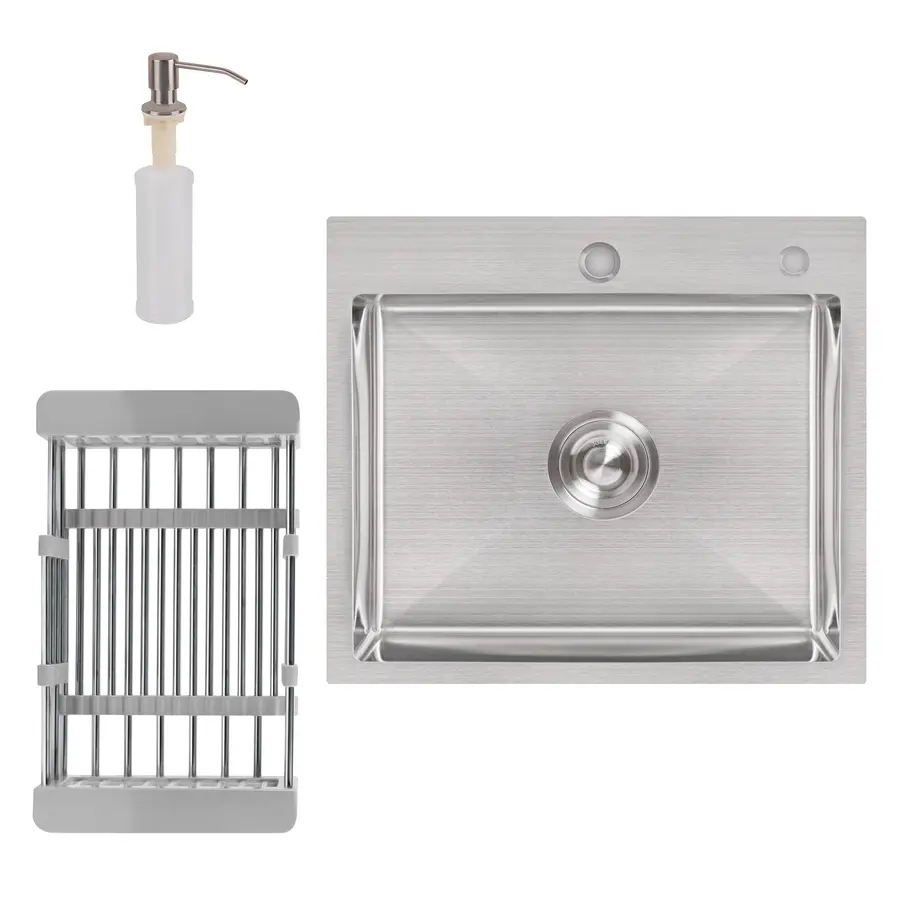 Кухонна мийка Lidz H5045 3.0/1.0 мм Brush + сушарка + дозатор для миючого засобу