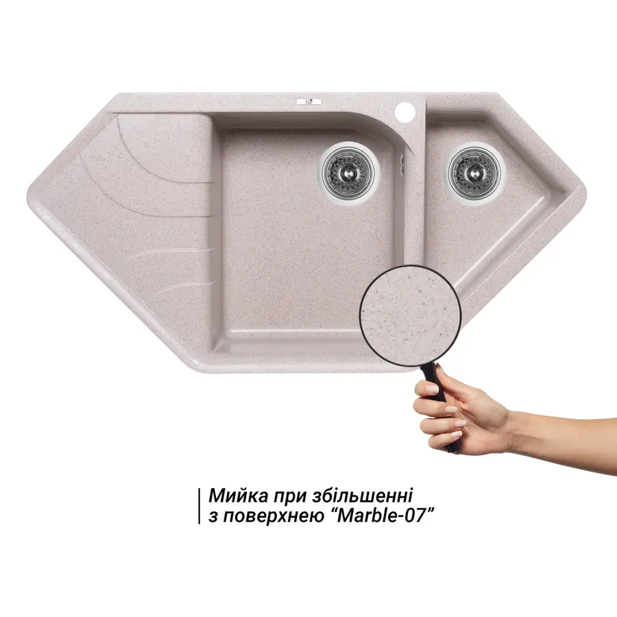 Кухонная гранитная мойка Lidz с дополнительной чашей 1000x500 / 225 MAR-07 (LIDZMAR071000500225)