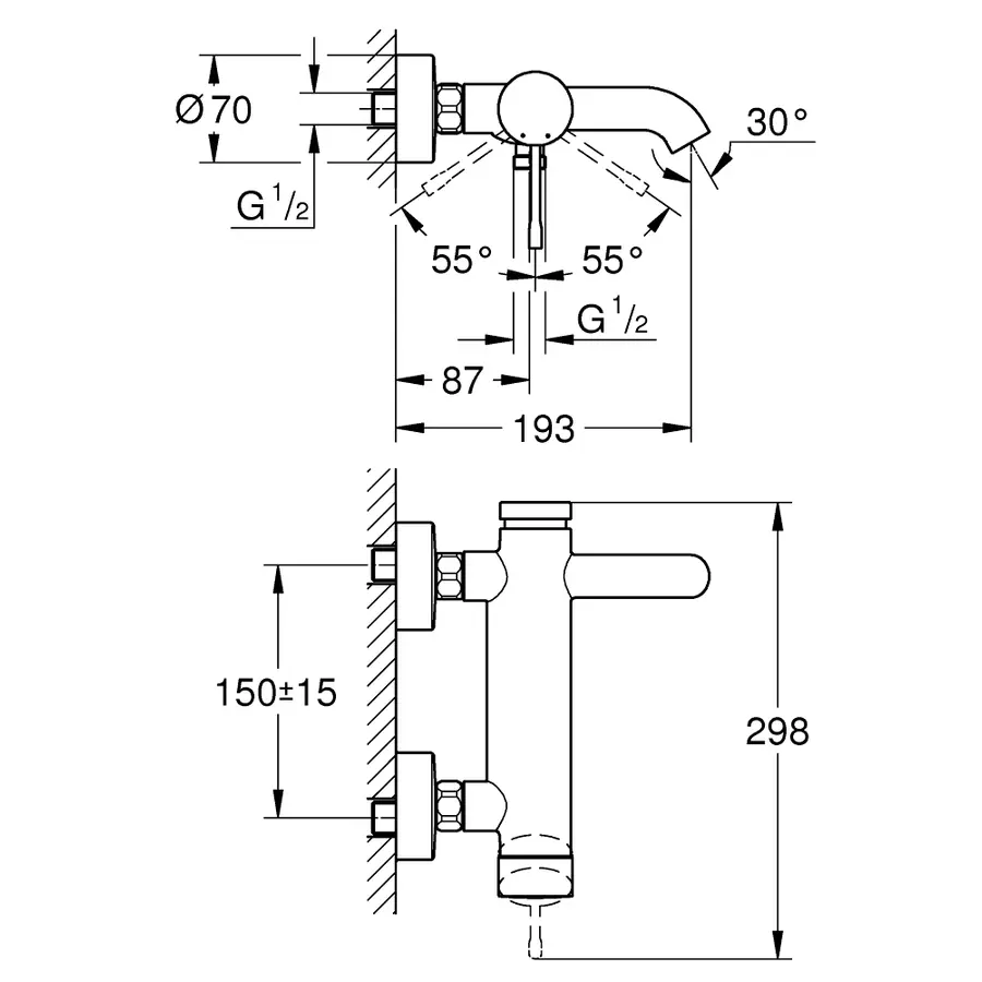 Смеситель для ванны Grohe Essence New 33624AL1