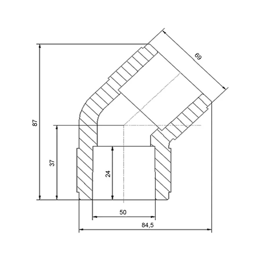 Уголок PPR Blue Ocean 50, 45 °