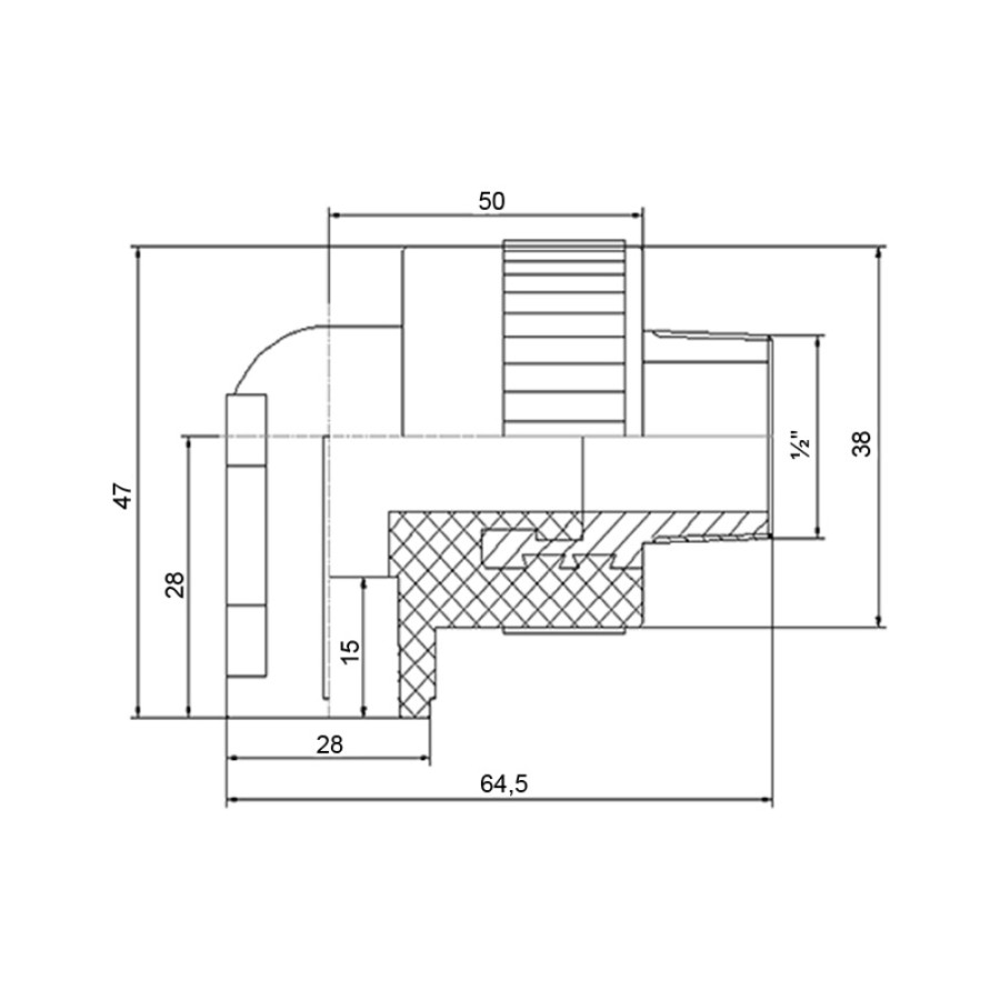 Уголок PPR Blue Ocean настенный с креплением 20х1 / 2 ", 90 ° ОР