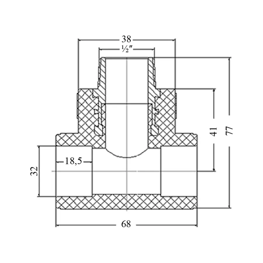 Трійник PPR Blue Ocean 32х1/2"х32 ЗР