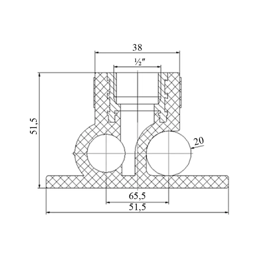Трійник настінний PPR Blue Ocean 20х1/2"х20 ВР