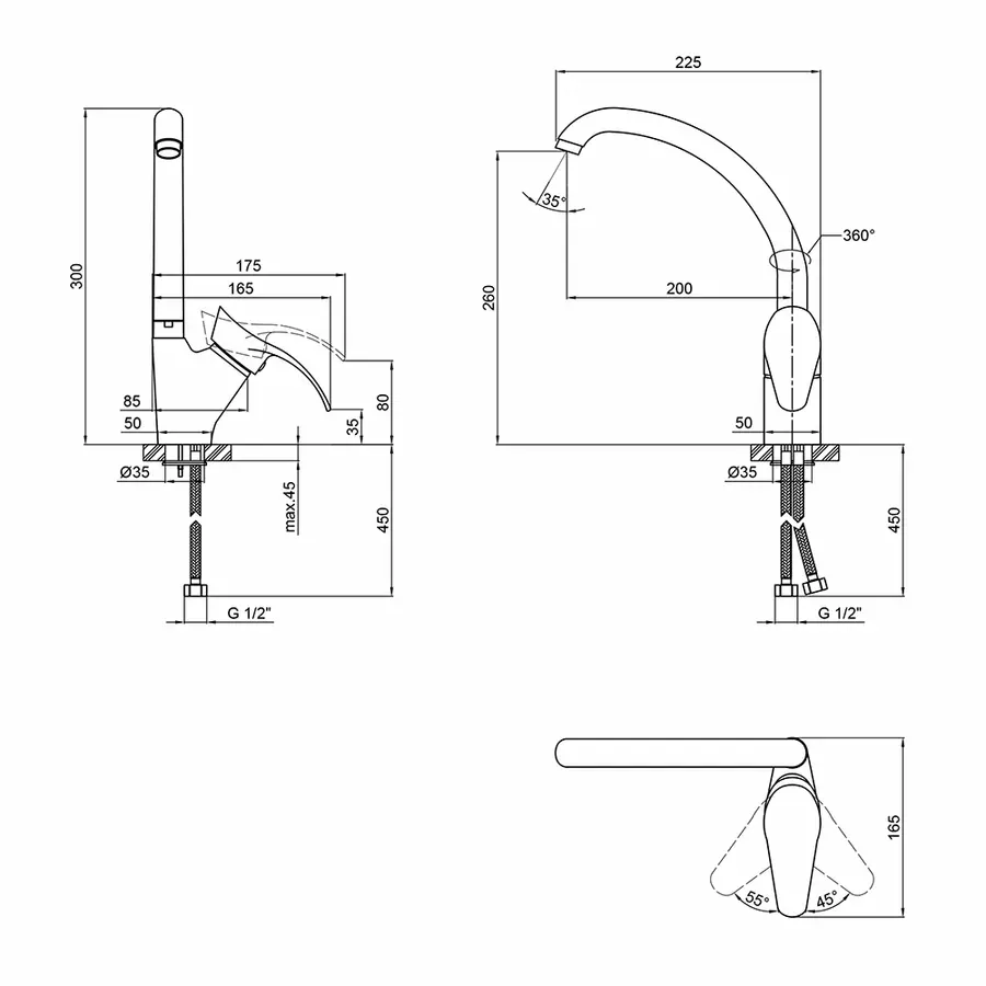 Змішувач для кухні Qtap Eris WHI 007
