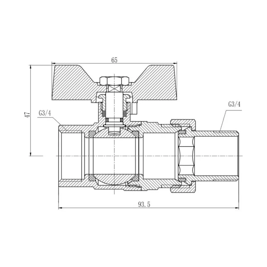 Кран кульовий "Американка" SD Forte 3/4" прямий SF220W20