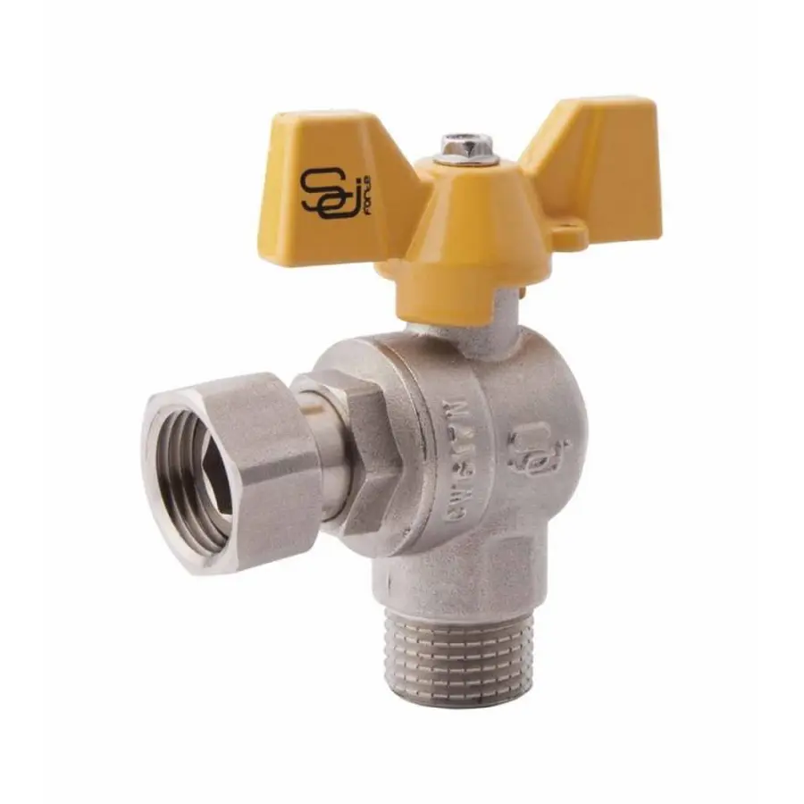 Кран кульовий з накидною гайкою SD Forte 1/2" ВЗ для газа угловой SF225G15