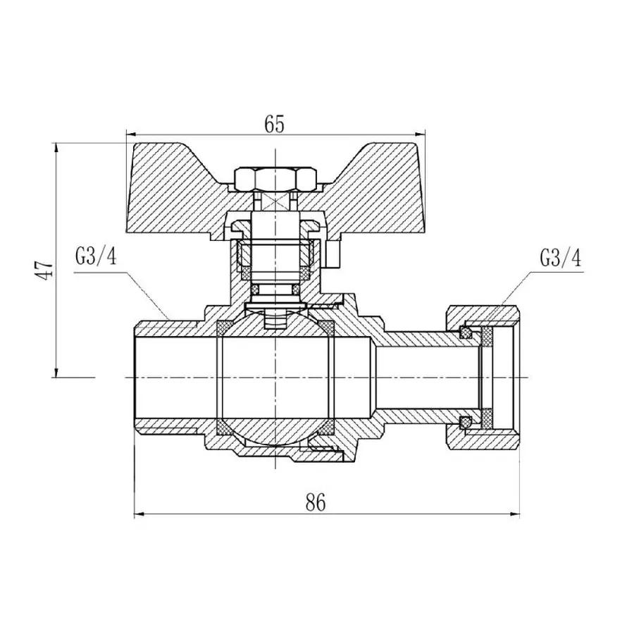 Кран кульовий з накидною гайкою SD Forte 3/4" ВЗ для води прямий SF261W20