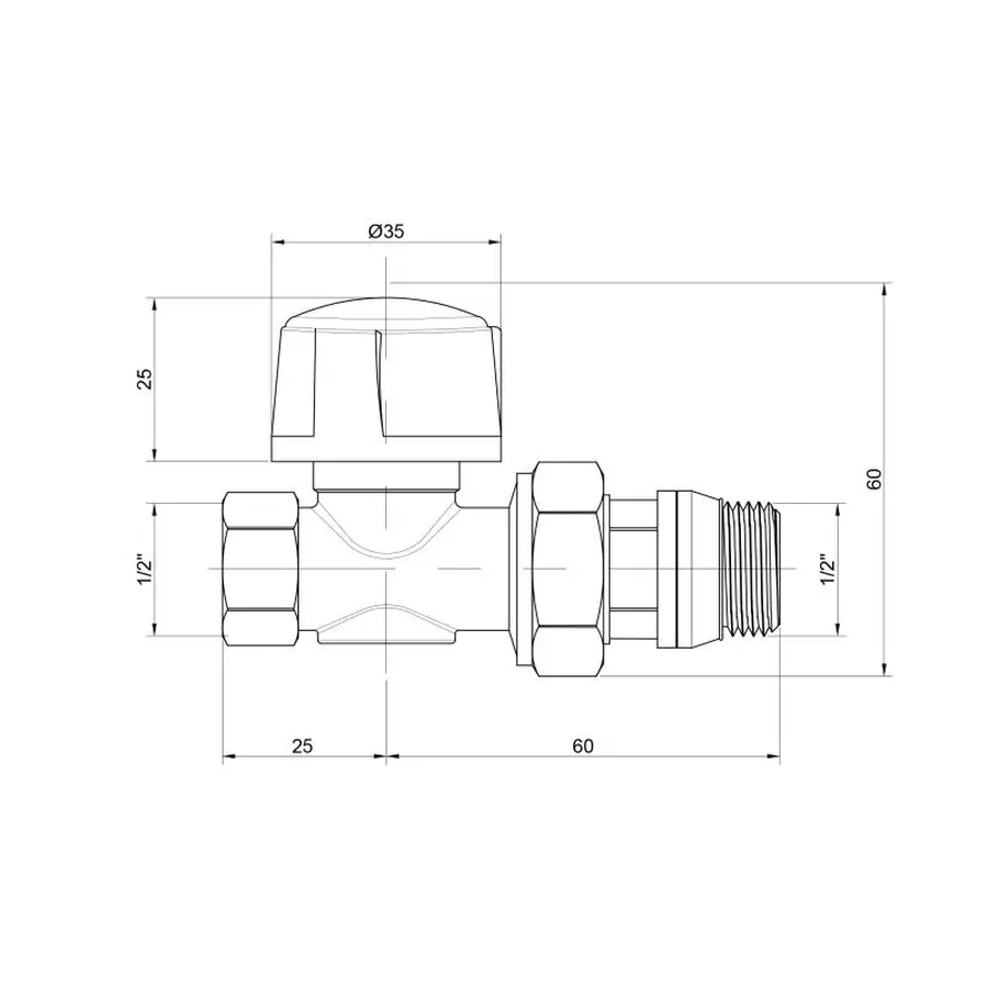 Кран радіаторний Icma 3/4" прямий №775+940