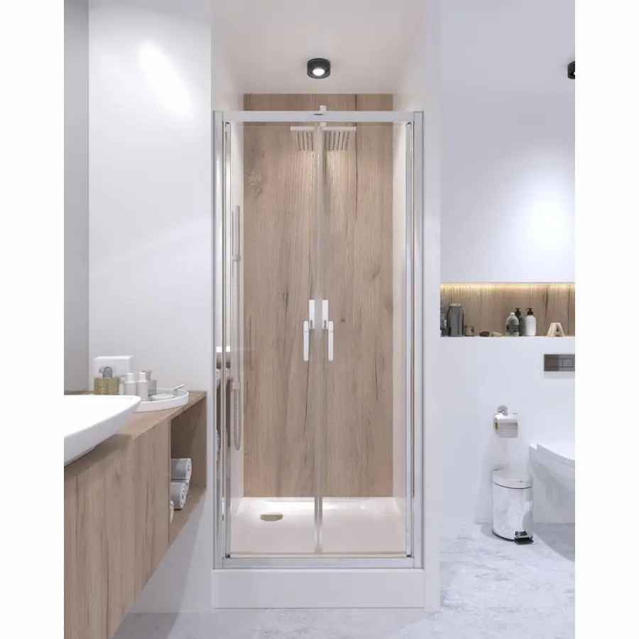 Душові двері в нішу Qtap Gemini CRM209.C6 90х190 см, скло Clear 6 мм, покриття CalcLess