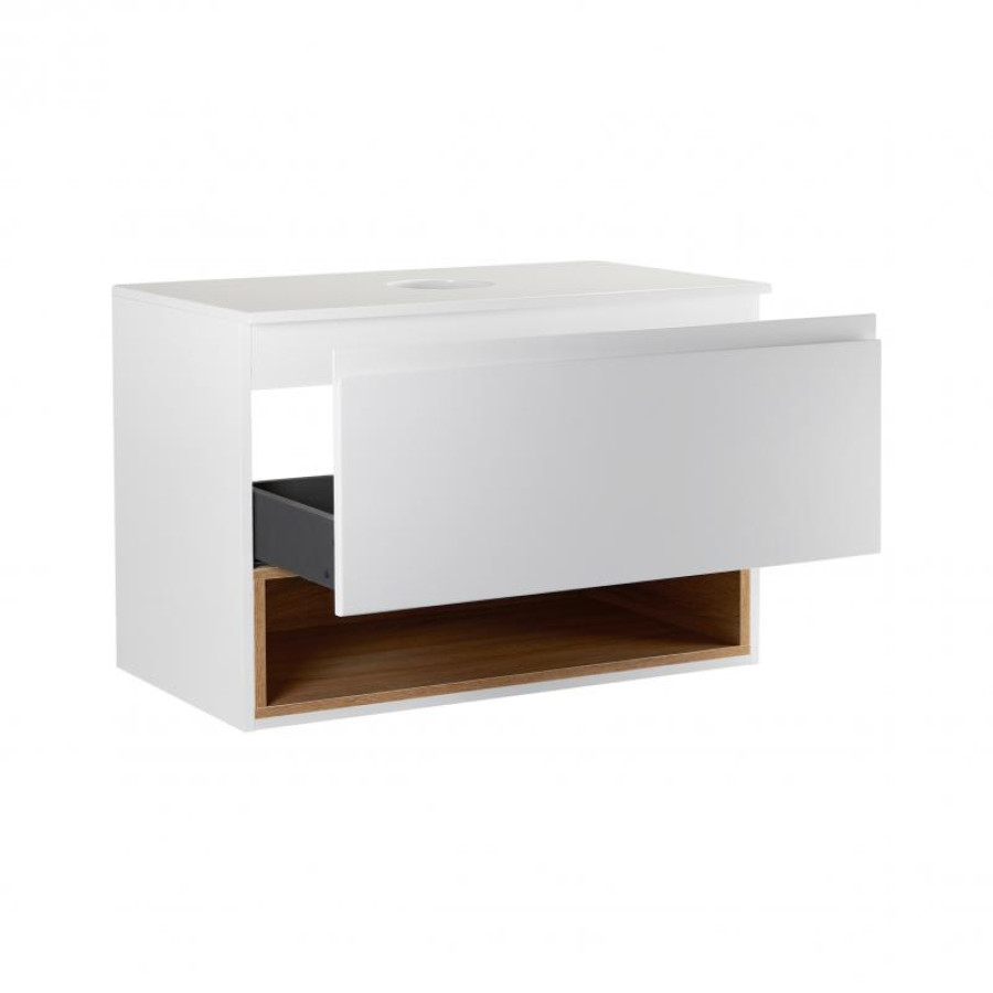 Тумба підвісна Qtap Robin 700х476х437 White/Whitish oak зі стільницею QT1379TPН7001WWO