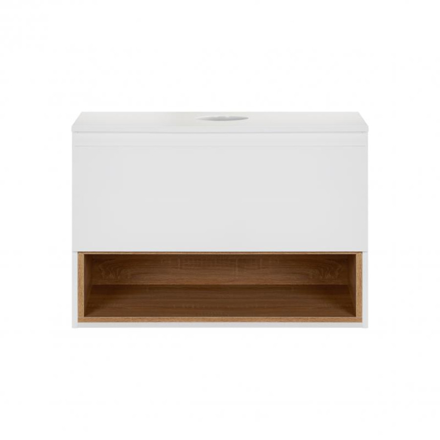 Тумба підвісна Qtap Robin 700х476х437 White/Whitish oak зі стільницею QT1379TPН7001WWO