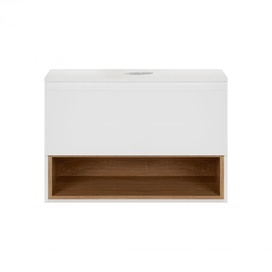Тумба підвісна Qtap Robin 700х476х437 White/Whitish oak зі стільницею QT1379TPН7001WWO