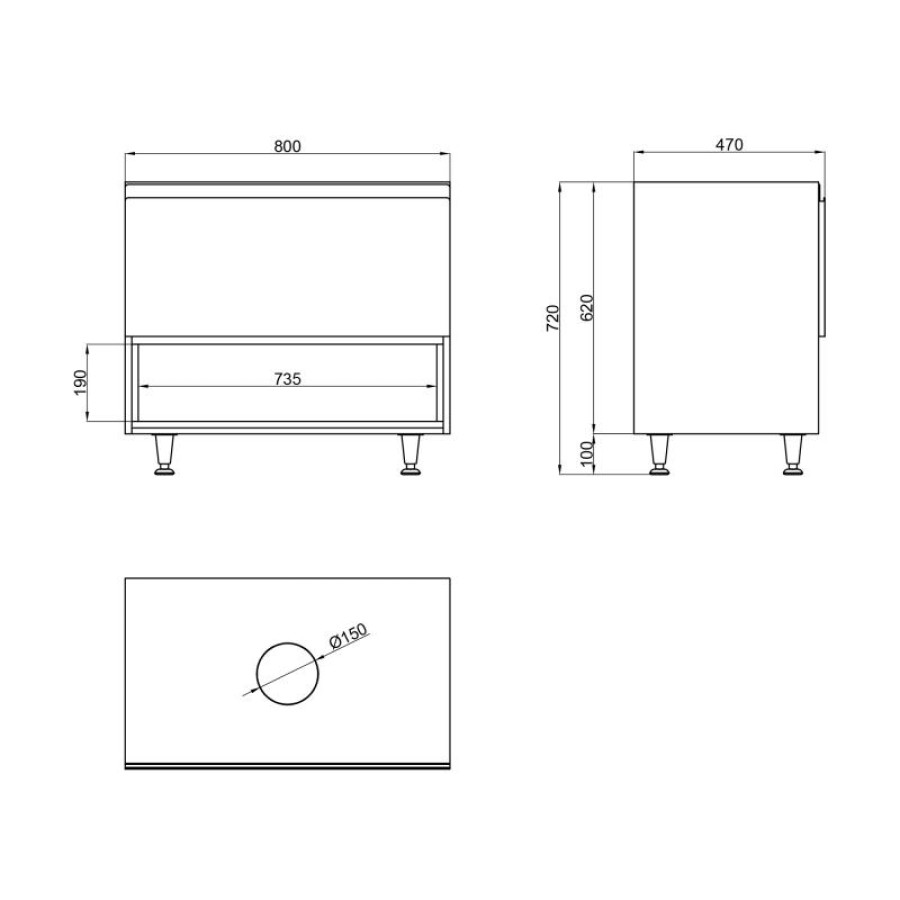 Тумба підлогова Qtap Robin 800х616х437 Graphite/Whitish oak зі стільницею QT1380TNН8002GWO