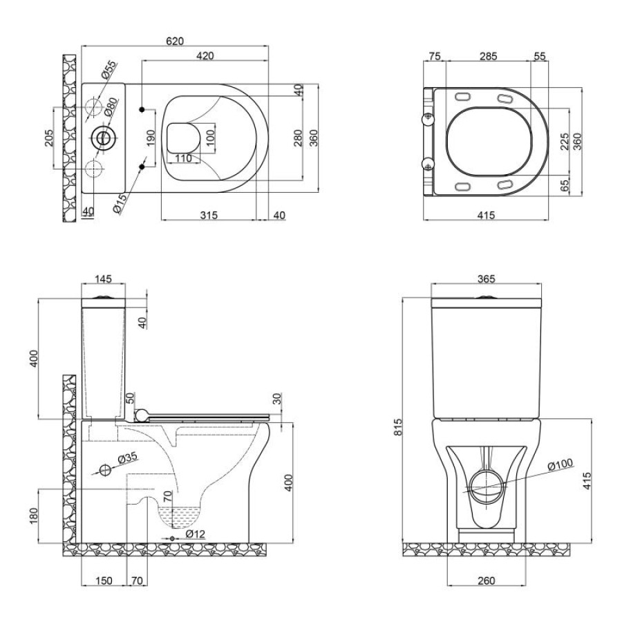 Унітаз-компакт Qtap Aquarius безобідковий з сідінням Soft-close QT2122C665PW