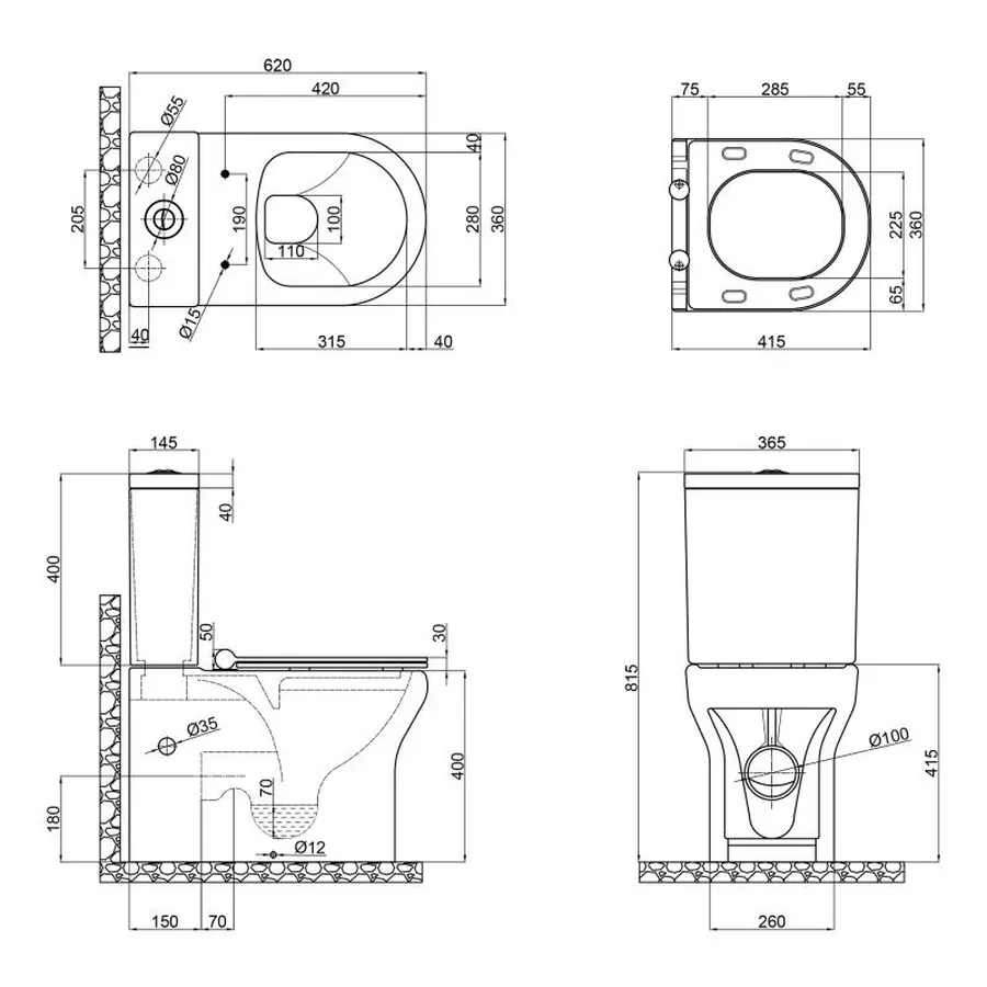 Унітаз-компакт Qtap Aquarius безобідковий з сідінням Soft-close QT2122C665PW