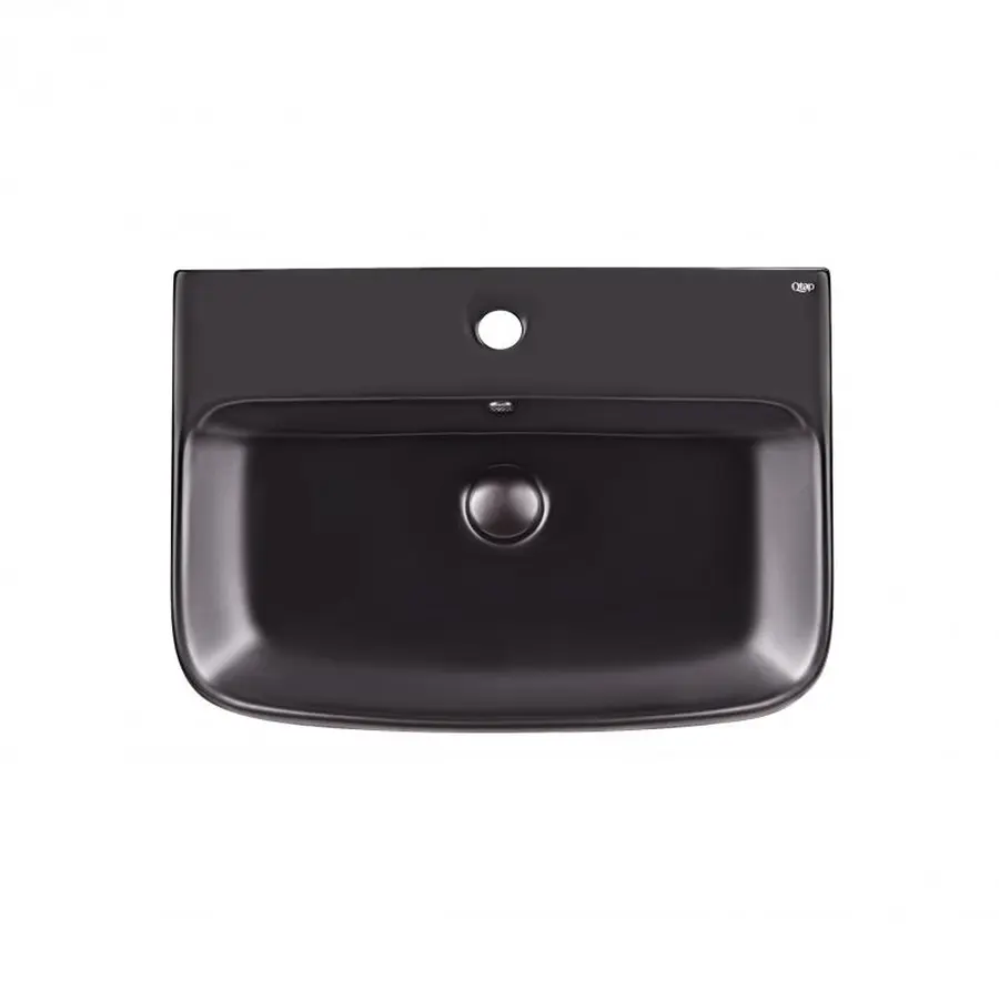 Раковина підвісна моноблок Qtap Crow 600х430х385 Matt black з донним клапаном QT0511G835MB