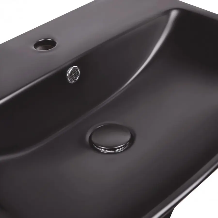 Раковина підвісна моноблок Qtap Crow 600х430х385 Matt black з донним клапаном QT0511G835MB