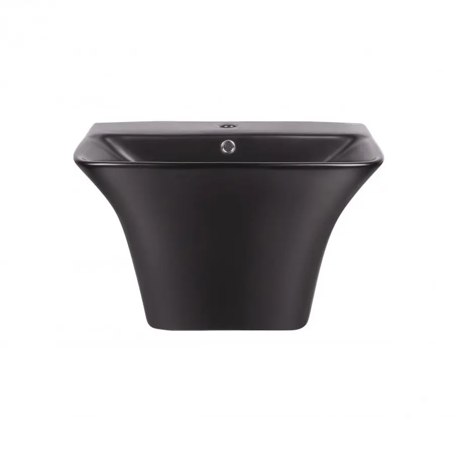 Раковина підвісна моноблок Qtap Crow 600х430х385 Matt black з донним клапаном QT0511G835MB