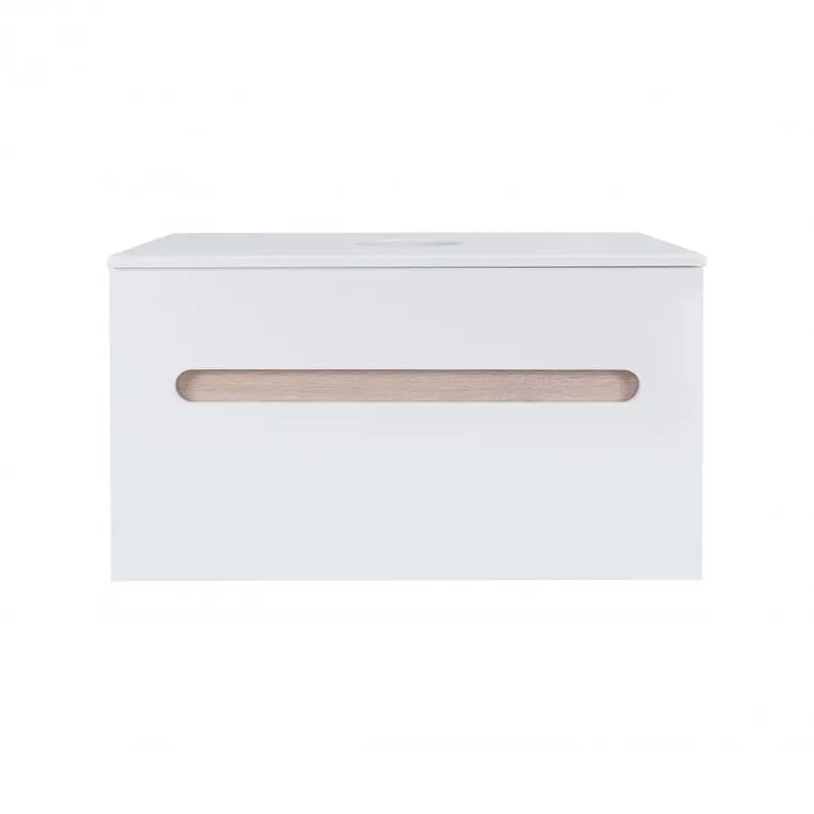 Тумба підвісна Qtap Virgo 800х476х469 White/Whitish oak зі стільницею QT1879TPА801WWO