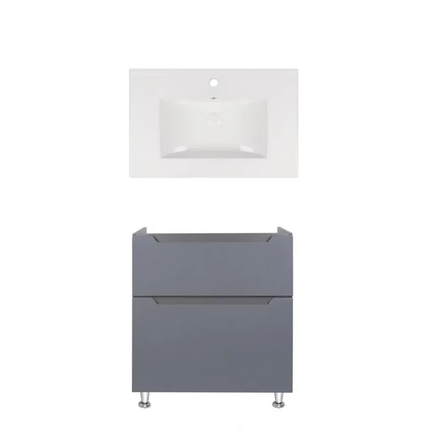 Комплект Qtap тумба підлогова Scorpio 700х825х460 мм Graphite + раковина урізна Albatross New QT71SC44005