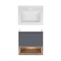 Комплект Qtap тумба підвісна Robin 600х580х437 мм Graphite/Whitish oak + раковина урізна Albatross 01 QT71RO44042