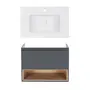 Комплект Qtap тумба підвісна Robin 800х580х437 мм Graphite/Whitish oak + раковина урізна Albatross E QT71RO44054