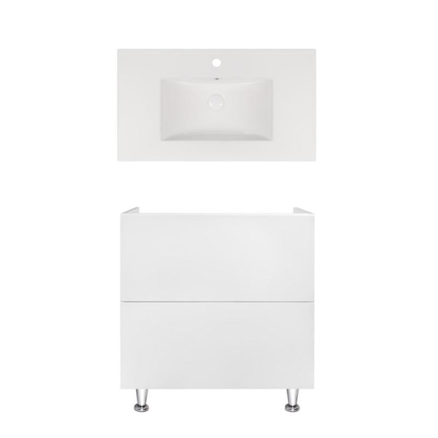 Комплект Qtap тумба підлогова Tern 800х725х437 мм White + раковина урізна Albatross New QT71TE44096