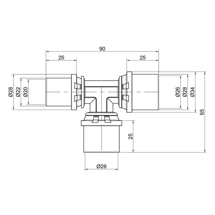 Трійник прес Icma 26х26х20 №406
