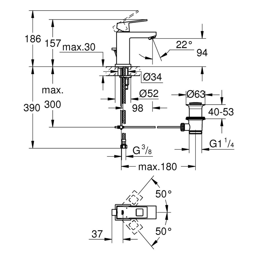 Змішувач для раковини Grohe Eurocube 23127000