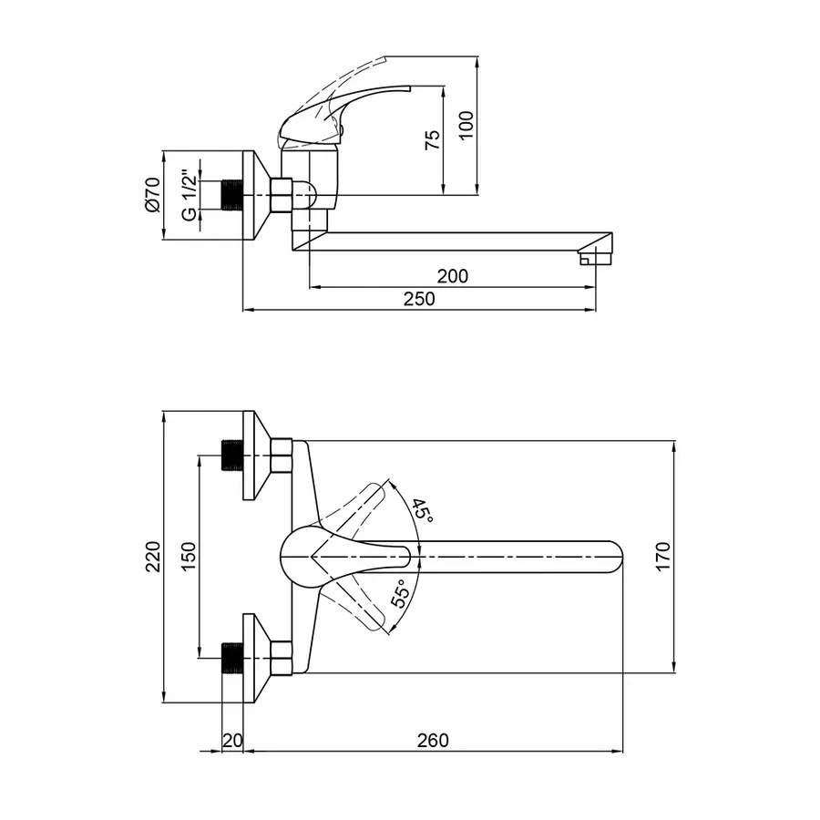 Смеситель для кухни Qtap Smart СRM 009 настенный