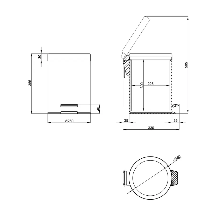 Мусорное ведро Lidz (CRM) 121.01.12 12 л