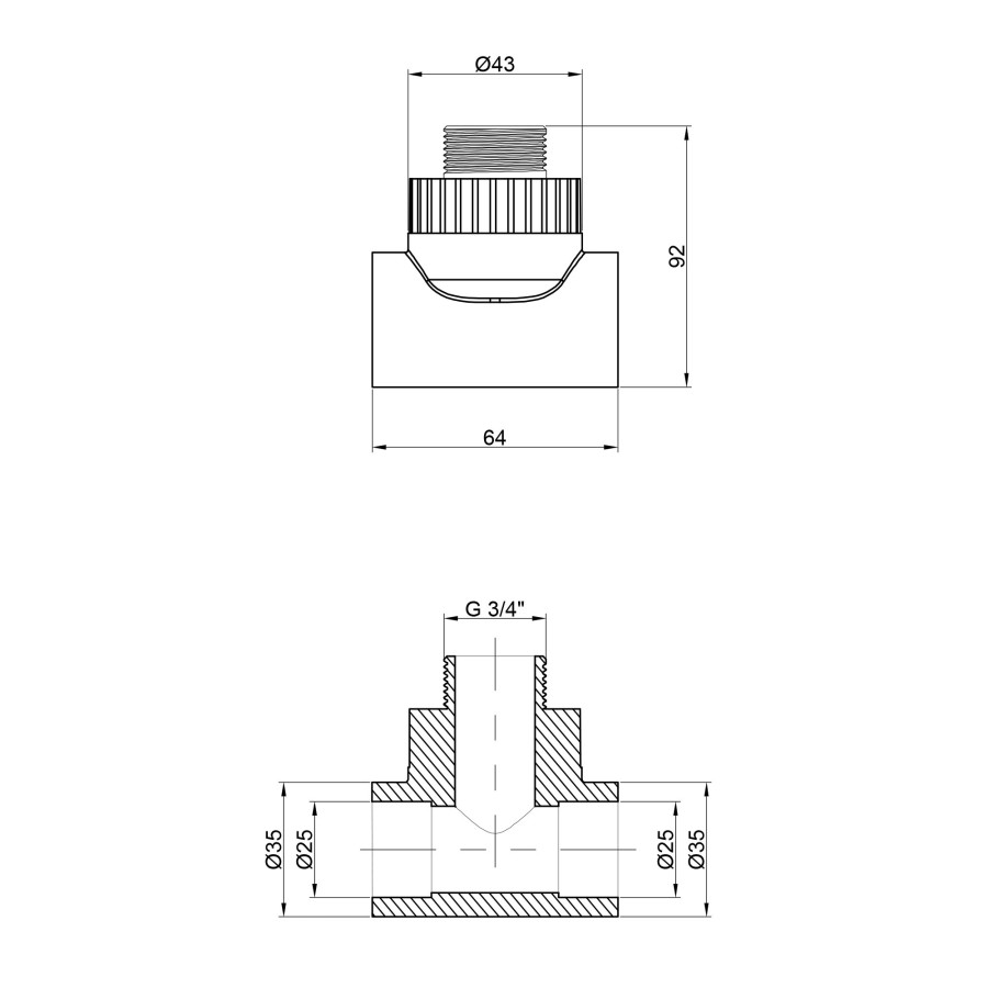 Трійник PPR Thermo Alliance 25х3/4"х25 ЗР