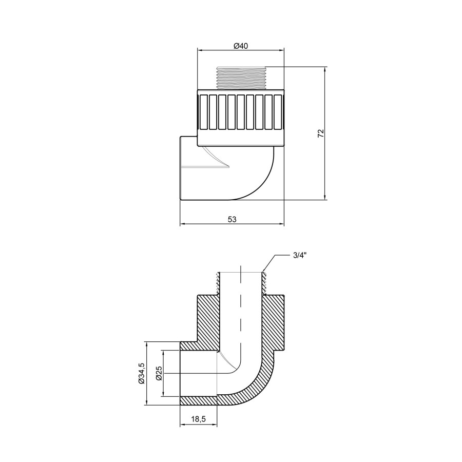 Уголок PPR Thermo Alliance 25х3 / 4 "ЗР