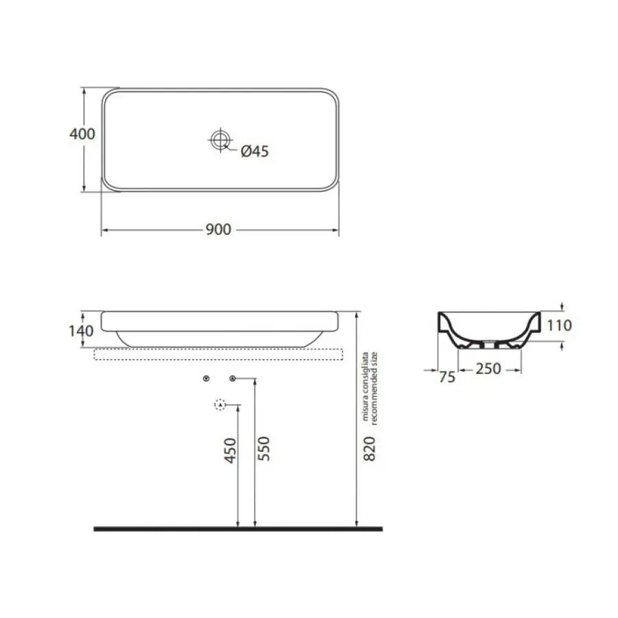 Раковина-чаша Azzurra Tulip ESO90B1