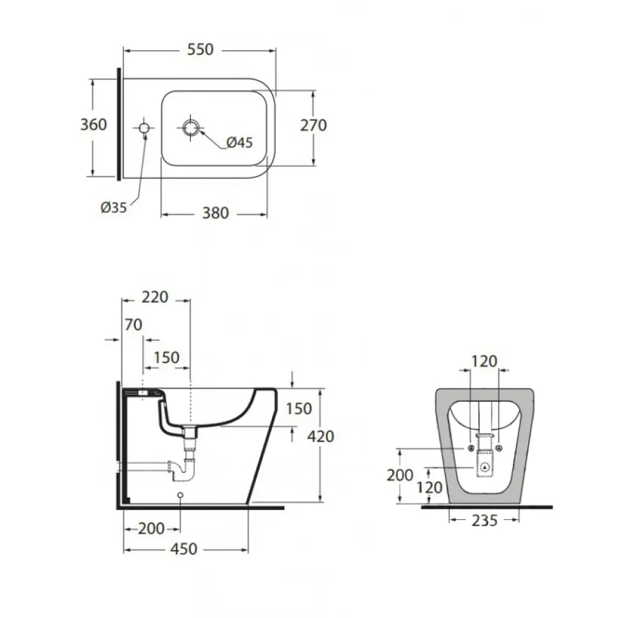 Біде підлогове Azzurra Tulip One TUO500B1