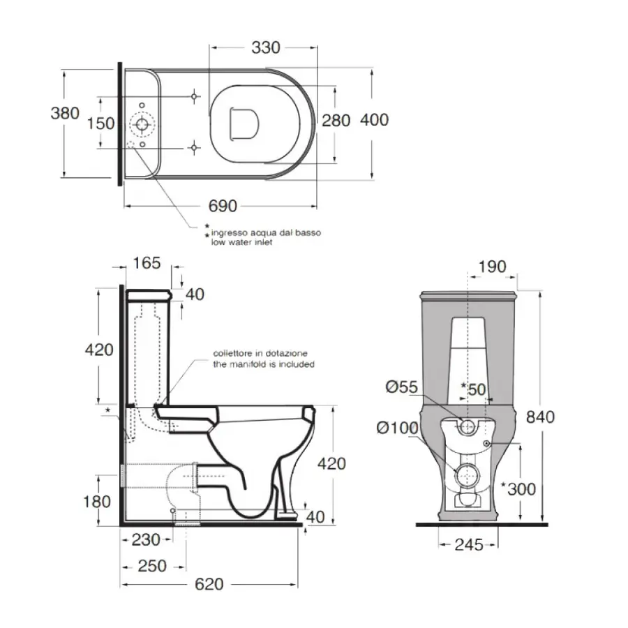 Бачок для унитаза Azzurra Charme CHA400B1C