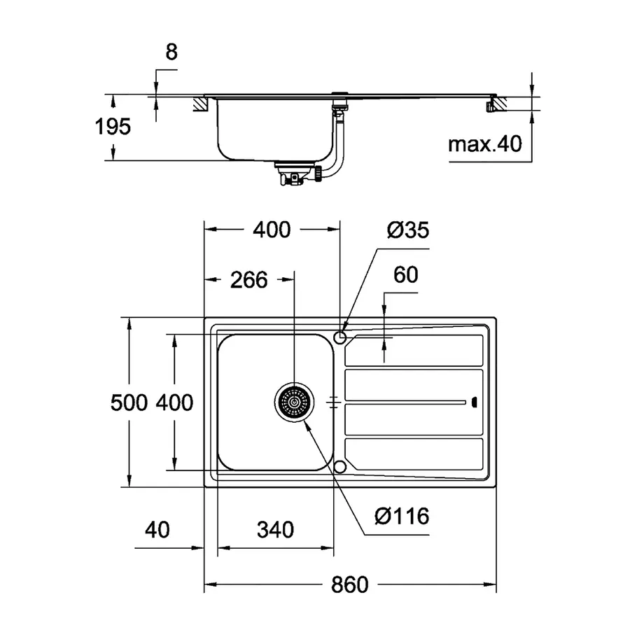 Кухонна мийка Grohe Sink K500 31571SD0