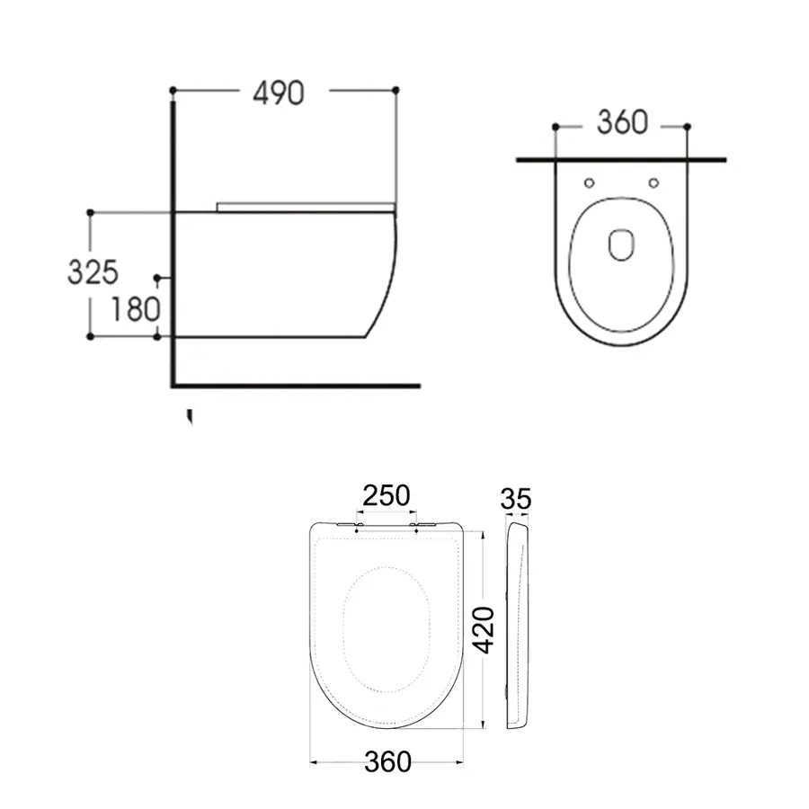 Унітаз підвісний Qtap Linnet безобідковий з сідінням Slim Soft-close QT0331106W