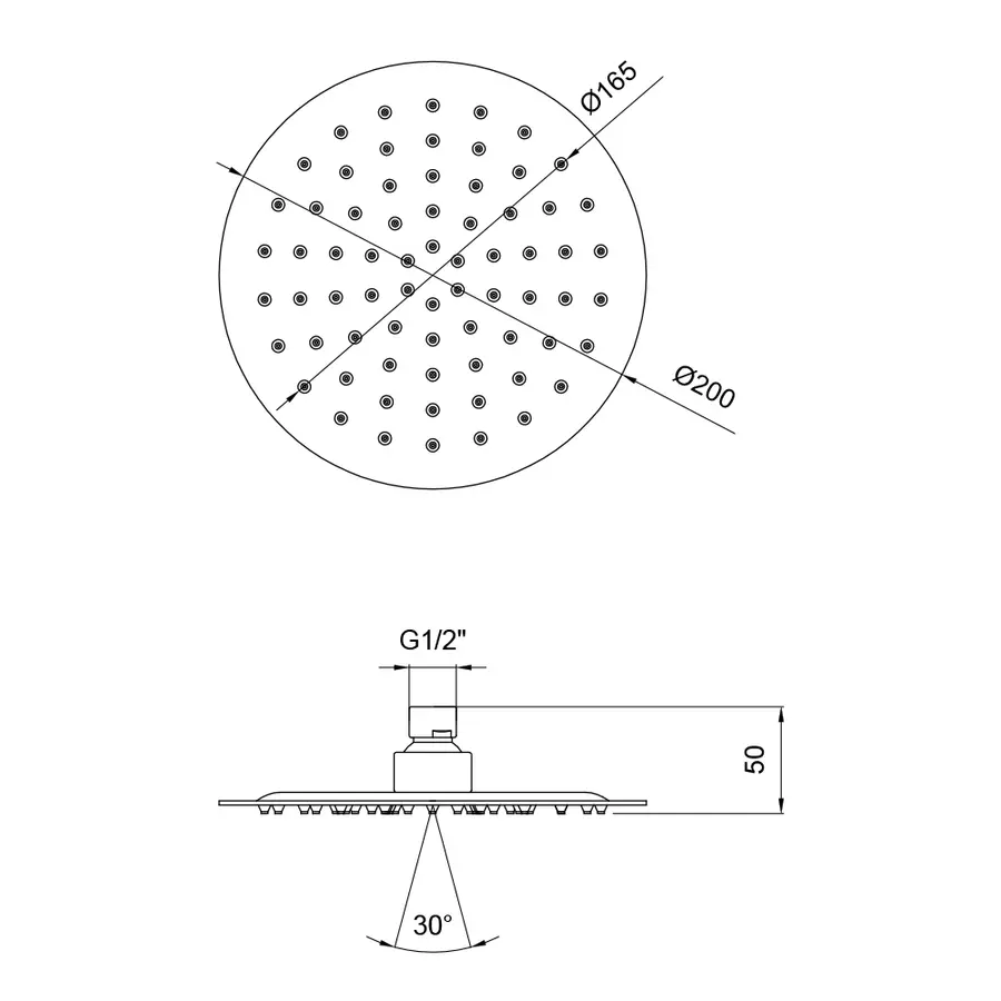 Лейка для верхнего душа Lidz (CRM) 51 10 103 20 Ø20 см