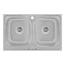 Кухонна мийка з двома чашамиLidz 5080 0,8 мм Decor (LIDZ5080DEC08)