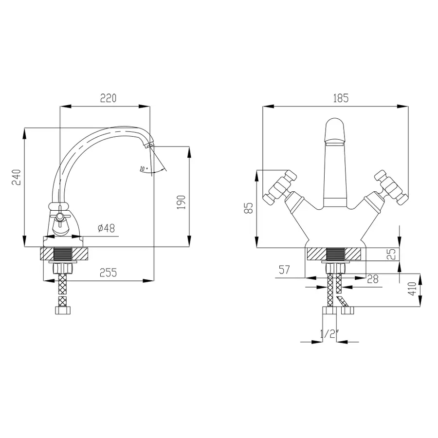 Смеситель для кухни Lidz (CRM) 75 22 271F-3