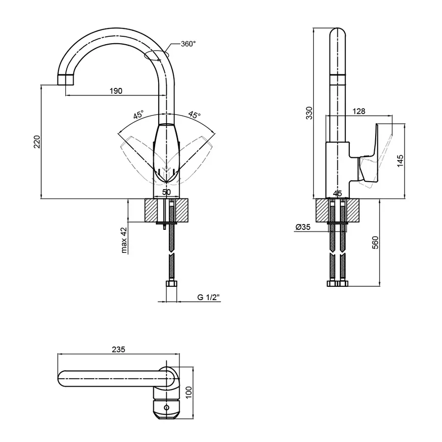 Змішувач для кухні Qtap Optima CRM 007