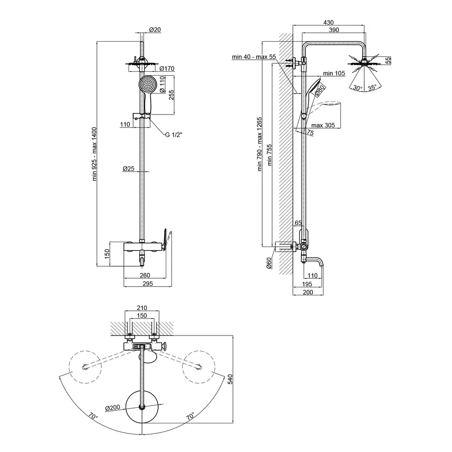 Душевая система Qtap Sloup 51106KOC