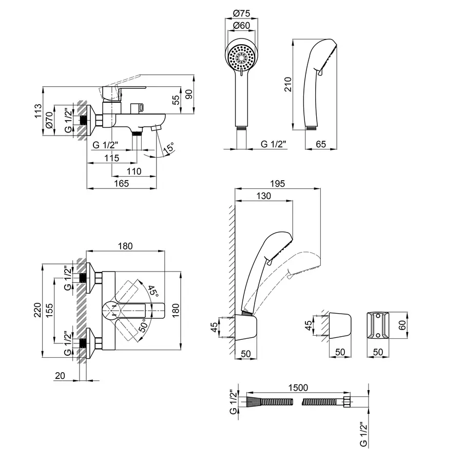 Змішувач для ванни Qtap Alza 3051104GC