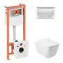 Набір Qtap інсталяція 3 в 1 Nest QT0133M425 з панеллю змиву квадратною QT0111M06028CRM + унітаз з сидінням Crow QT05335170W