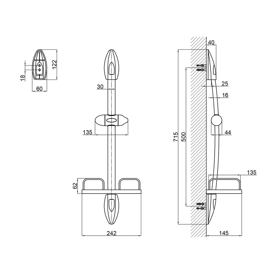 Штанга для душу Lidz (CRM) 49 40 019 з мильницею