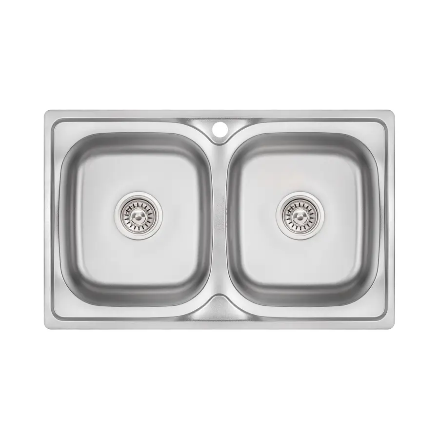 Кухонна мийка з двома чашами Lidz 7948 0,8 мм Micro Decor (LIDZ7948MDEC08)