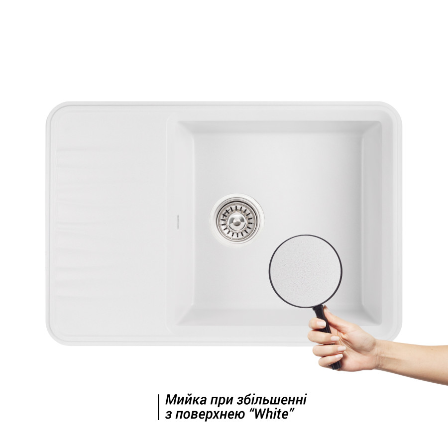 Кухонна гранітна мийка Qtap CS 7440 White (QT7440WHI650)