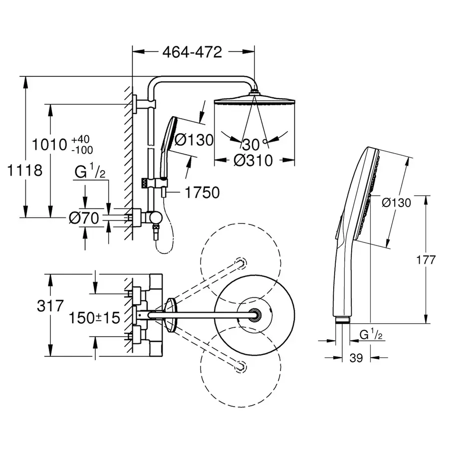 Душова система Grohe Rainshower Smartactive 26647000