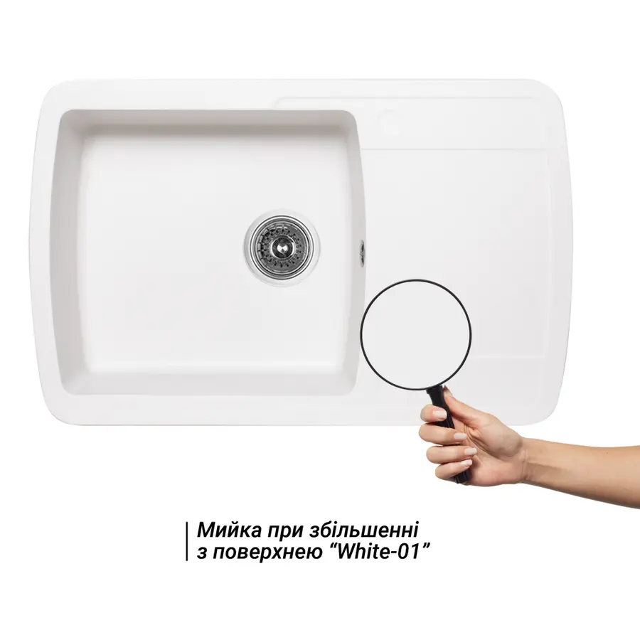 Кухонна гранітна мийка Lidz 770x490/200 WHI-01 (LIDZWHI01770490200)